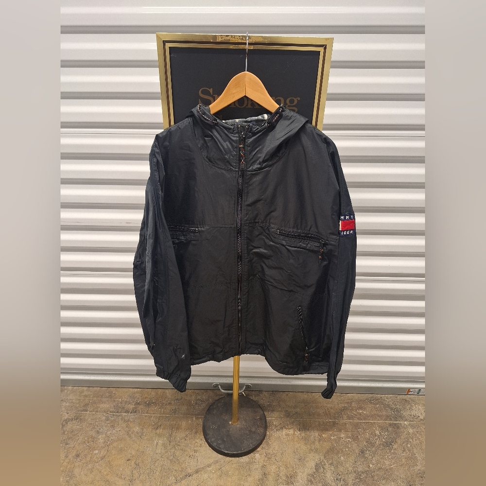Vintage 90s Tommy Hilfiger Full Zip Rain Jacket XL Loose Fit Hooded